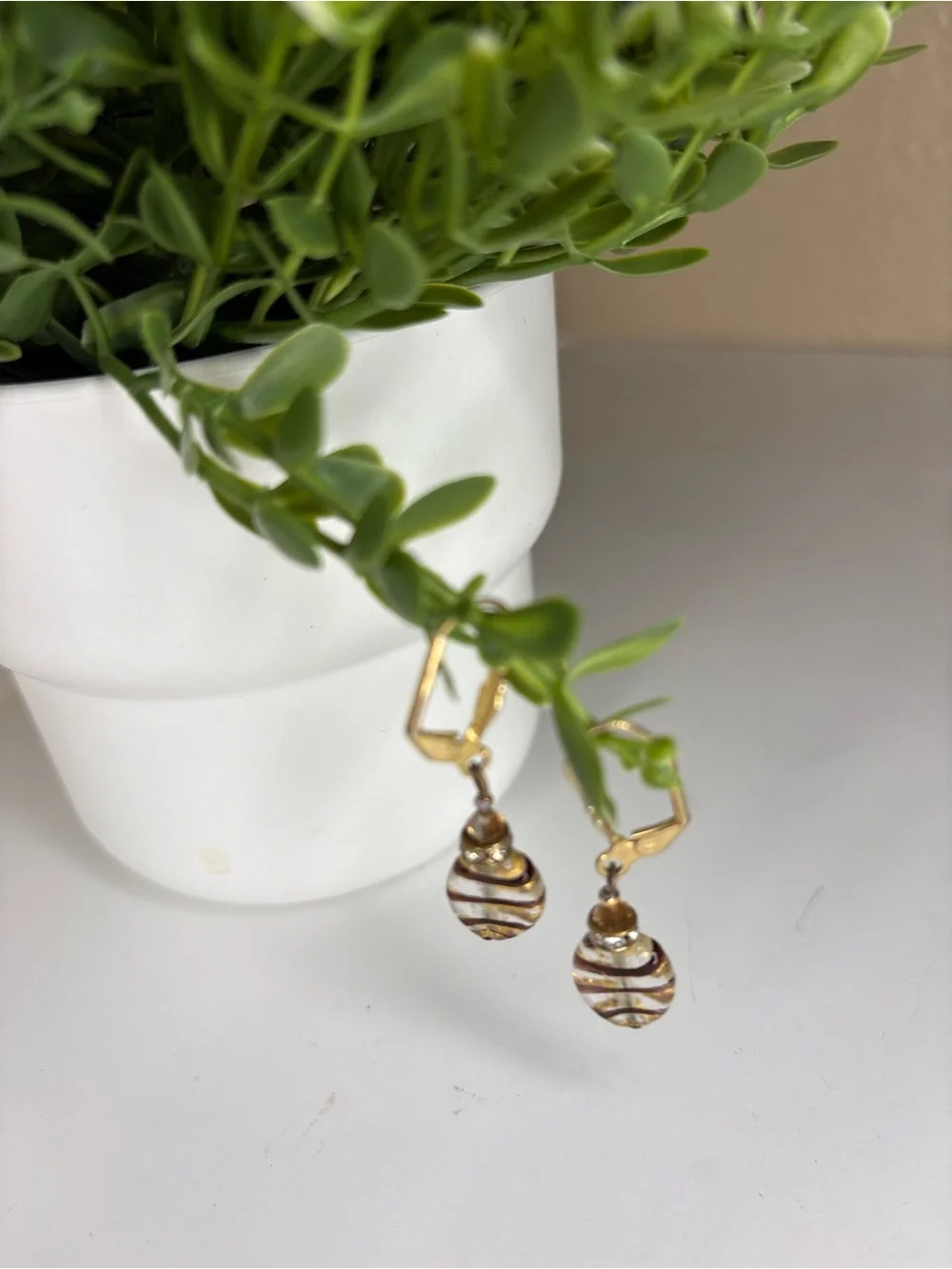 Gold-Tone Pink and Gold Swirl Drop Earrings - Women Jewelry